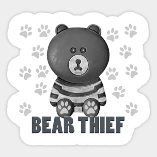 Cute funny Bear Thief T-shirt Sticker Pin Sticker